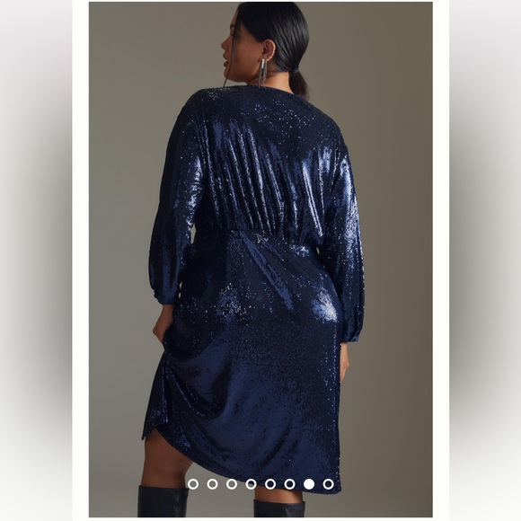Anthropologie NWT TWIST-FRONT SEQUIN DRESS Size 16W. - Picture 3 of 5